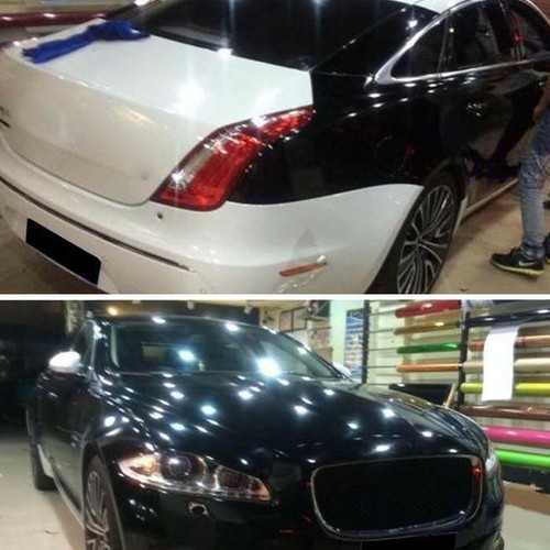 Auto Glossy Glanz Schwarz Vinyl Wrap Folie Auto Aufkleber Decal mit Luftblase