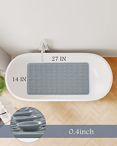 Tappetino Vasca Antiscivolo con Ventose e Scarico 27" x 14" (Rettangolare) Grigio - Foto 3 di 7