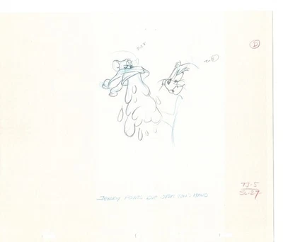 Tom & Jerry 2 LOT Cartoon Animation Cel Drawings Anime Filmation 1980-82 TD-13 - Image 1 of 2