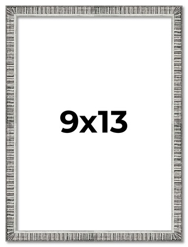 9x13 Frame Silver Grey Distressed Solid Wood Picture Frame | 0.75 Inch Moulding - Picture 1 of 9