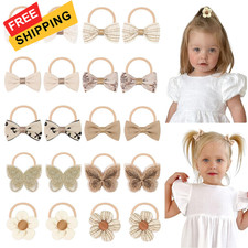 DED Baby Hair Ties with Bows, 20pcs Bows Elastic Ponytail Holders...