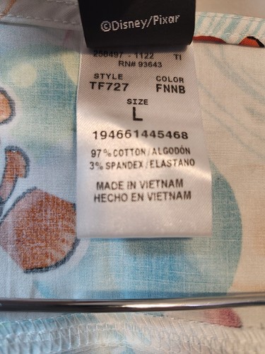 Finding Nemo Cherokee Scrubs Tooniforms Disney V Neck Top TF727 FNNB Large NWT - Picture 5 of 6