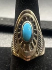 Vintage Signed “ BEN NIGHTHORSE ” Navajo Sterling Silver Turquoise Ring Sz 9.5