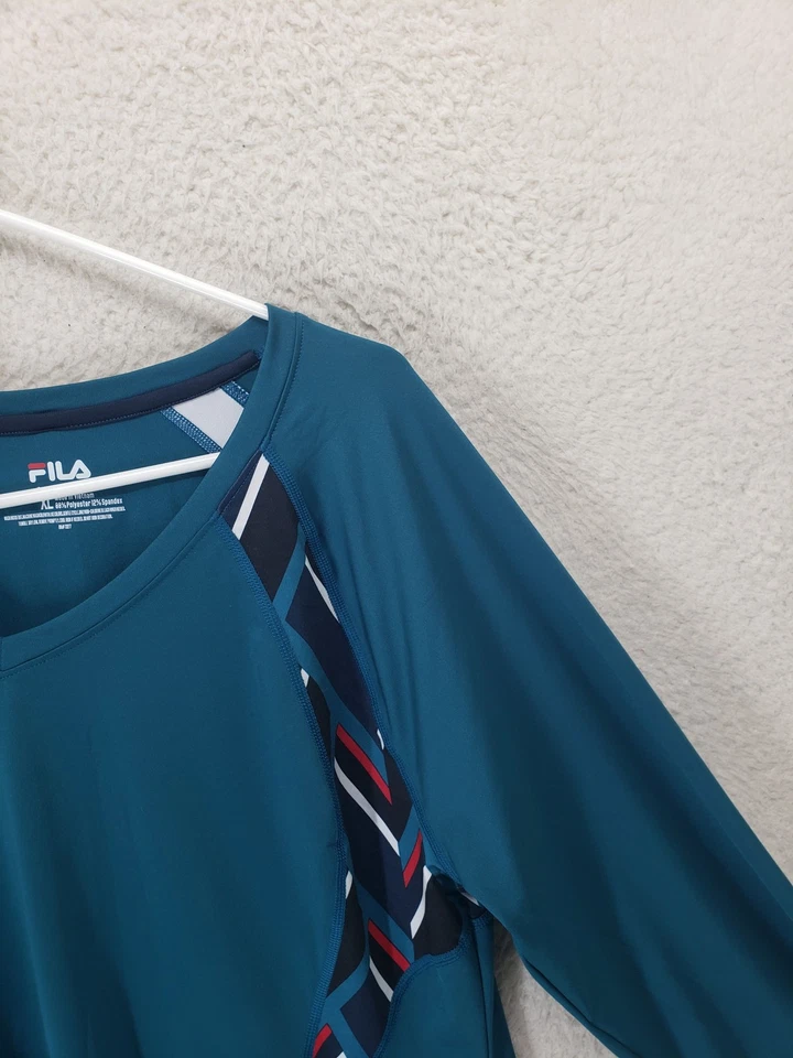 Camisa deportiva Fila para mujer XL azul poli manga larga elástica ropa deportiva top Foto 3 de 4