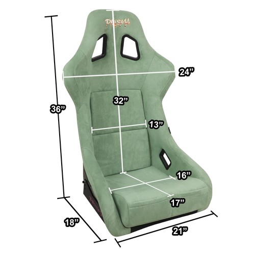 NRG INNOVATIONS LARGE FRP OLIVE VEGAN MICRO FIBER PRISMA FIXED BACK BUCKET SEAT - Picture 6 of 6