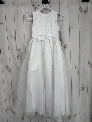 Bridal Flower Girl Dress Custom Sz 8 White Lace - 第 1/11 張圖片