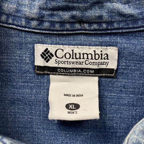 Columbia Lewisville Denim Shirt Mens XL Blue Cotton Button Up Long Sleeve Pocket - Picture 6 of 13