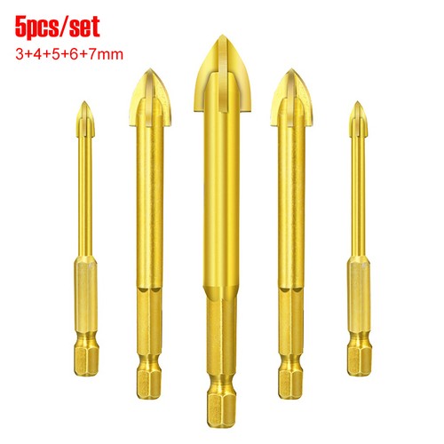 Juego de 5 brocas para azulejos YG8X broca de perforación con punta de carburo cementado vástago hexagonal de 1/4" - Imagen 17 de 19