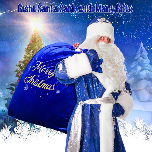 Santa Claus Bags Velvet Large Christmas Sack Bags with Drawstring 36 x 30 Inc... - Picture 6 of 7