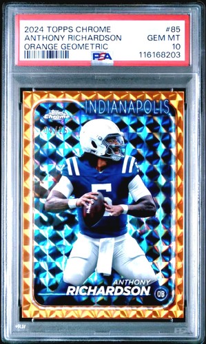 2024 Topps Chrome #85 Anthony Richardson Orange Geometric /25 PSA 10   - Bild 1 von 2