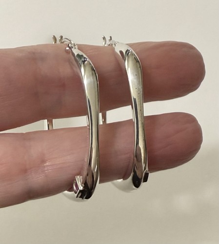 Designer signierte ELLE 925 Sterlingsilber quadratische Creolen 1,5" Ohrringe mit Rubin Akzent - Bild 12 von 17
