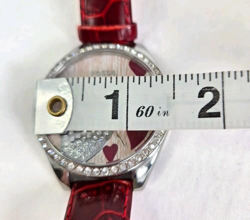 Herzen rot Boyfriend Fossil Uhr großes Zifferblatt Bling funktioniert verstellbar Analog - Bild 13 von 14