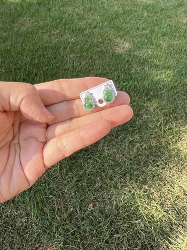 100% Natural Grade A Jadeite Jade Earrings B272 4 - Picture 7 of 7