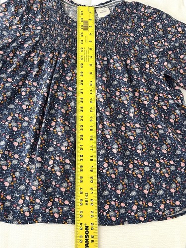 Knox Rose gesmoktes Top Damen XL blau rosa Blumen Prärie Boho Cottagecore gebraucht, in einwandfreiem Zustand - Bild 9 von 10