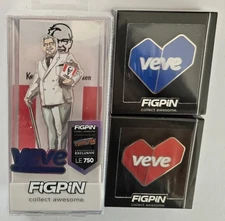 NYCC VEVE Figpin KFC Colonel Sanders Blue Red Heart Logo Pins LE750 No Code