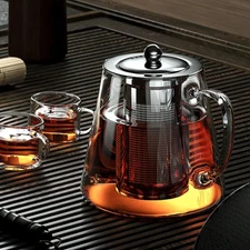 1pc Glass Teapot with Stainless Steel Infuser Heat-Resistant Teaware 400–1350ml