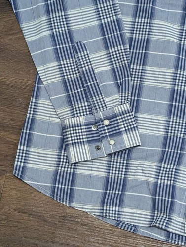 Wrangler Mens Retro XXL Pearl Snap Long Sleeve Plaid Western Shirt - Picture 3 of 8