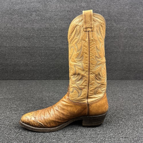Nocona Western Boots Men’s 11 D Ostrich Round Toe Cowboy Brown Leather Exotic - Picture 7 of 14