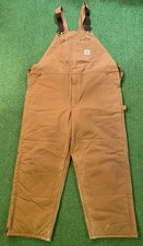 Carhartt Overalls Mens 48 30 Quilt Lined Bib Brown R02 BRN Double Knee Union USA
