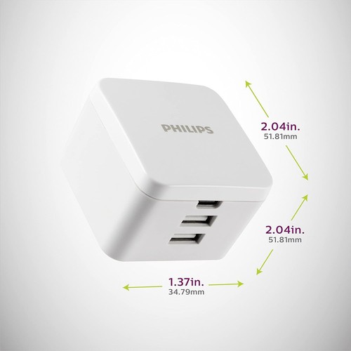 Philips iPhone USB Wall Charger Block 20W USB C Port/2 Type A Port Charge Block - Picture 2 of 4