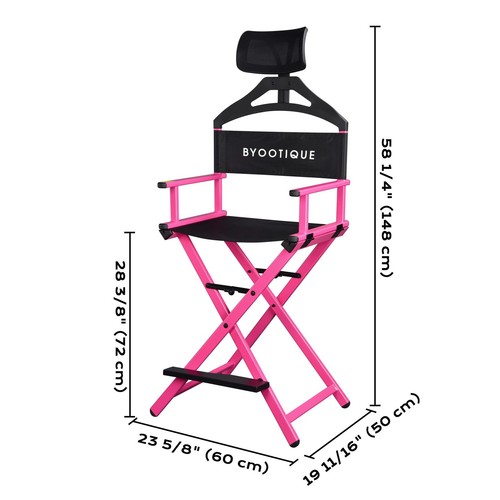 Byootique Makeup Artist Chair Protable Tall Folding Directors Chair Head Rest - Bild 7 von 10