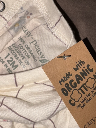 2 QTY ONE PIECE NWT 12 M EASY-PEASY ORGANIC LS Bottom Snap/BACK Snap Tops - Picture 5 of 8