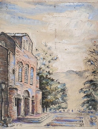Impressionist oil painting cityscape landscape signed