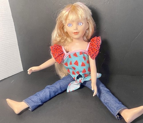 Paradise Kids 16 Zoll Puppe blonde Haare rosa Streifen Lavendel Augen Jeans Top 2014 - Bild 5 von 22