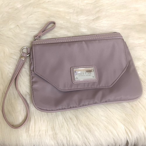 RACHEL ZOE Grayish Lavender 9" Nylon Pouch Clutch Wristlet Purse Travel Bag - Picture 10 of 10