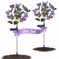 Led Solar Gartenstecker 2Er Set Schmetterlinge Solarleuchte Gartendeko