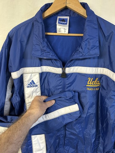 Chaqueta cortavientos Adidas UCLA para hombre cremallera completa NCAA Bruins azul MED - Imagen 1 de 10
