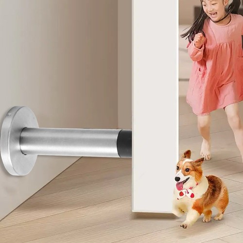 Wall Mounted Door Stopper Satin Stainless Steel Chrome Rubber Door Stop - Picture 6 of 6