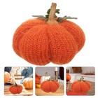 Knitted Pumpkin: Knitted Pumpkin Ornament - Faux Fall Harvest Crochet