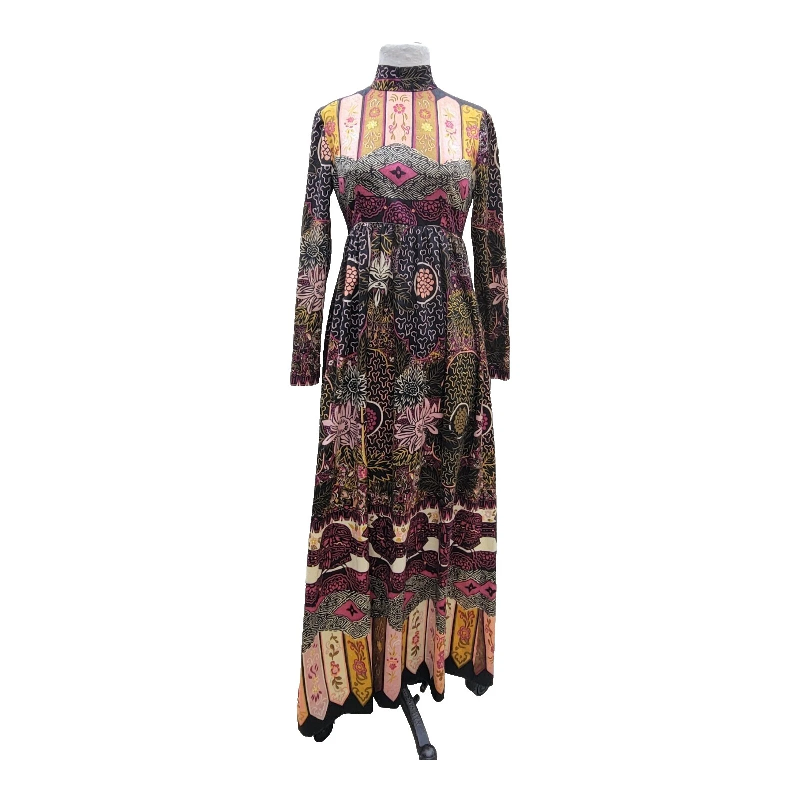 Multi-Color Velvet 1970s Vintage Dresses for Women
