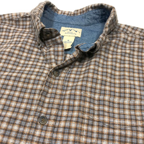 Blue Mountain Flip Cuff Button Down Long Sleeve Plaid Flannel Shirt Mens Medium - Bild 2 von 5