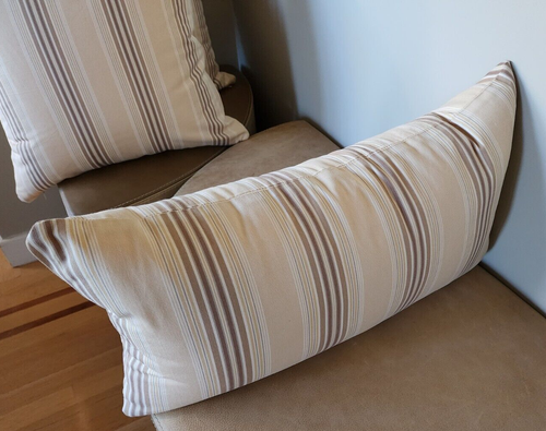 LUMBAR Zippered Throw Pillow Cover Roth & Tompkins Woven Striped 14x26 BRAND NEW - Picture 7 of 12