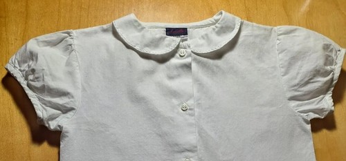 Acanthe Paris Girls White Cotton Button Up Shirt Short Puff Sleeve 8ans France - Picture 3 of 12