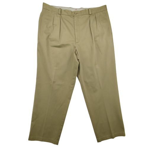 Daniel Cremieux Hose Herren 42 x 30 Plissee khaki Chino elegant klassisch hellbraun