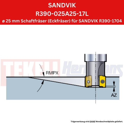1 x SANDVIK Schaftfräser Ø 25 mm L 120 mm Z=2 R390-025A25-17L !NEU, mit Rechnung - Picture 3 of 3