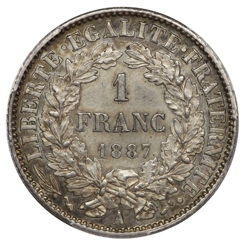 France 1 franc Ceres 1887 a silver PCGS AU Gad.465a F.216/9 French currency - Picture 3 of 3