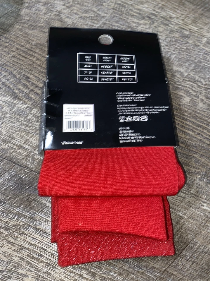 Girls George Sz 4-6x Fleece Lined Footless Tights Red Shimmer - Image 3 of 4