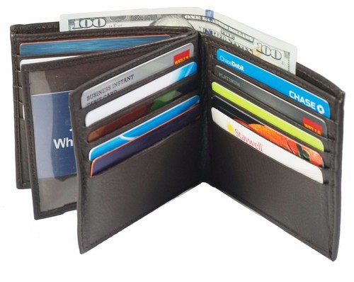 Portafoglio uomo vera pelle bifold hipster carta di credito nuovo marrone - Foto 3 di 9