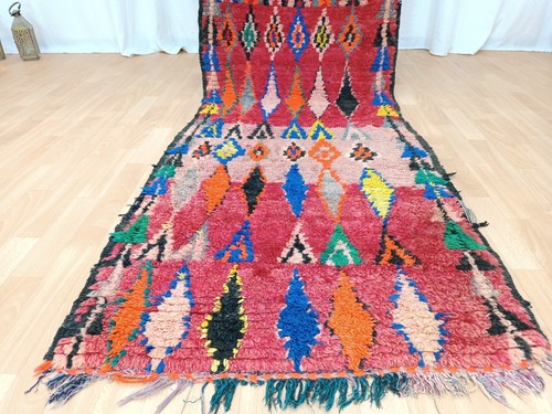 vintage handmade moroccan rug 2'7"x 8'1" tribal authentic colorful abstract rug - Picture 3 of 14