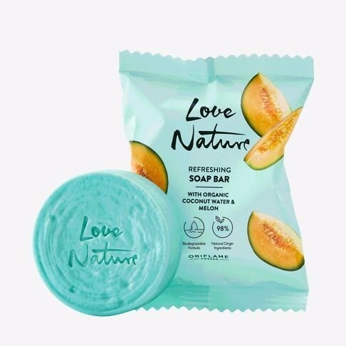 ORIFLAME LOVE NATURE ERFRISCHEND BIO-KOKOSWASSER & MELONENSEIFENRIEGEL - Bild 1 von 1