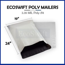 1 19 x 24 WHITE ECOSWIFT POLY MAILERS SHIPPING ENVELOPES PLASTIC SELF SEAL BAGS