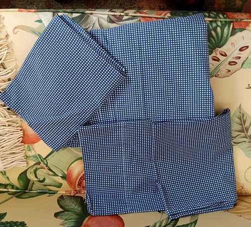 Lauren R Lauren nvy/wht mini check -4 pc full sz 2 cases, 1 flat 1 fitted EUC
