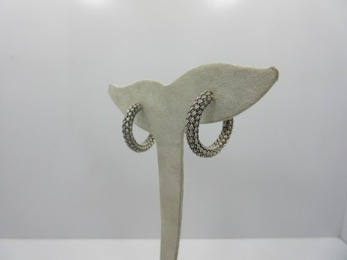 Sterling Silber Damen geflochten Creolen Huggie Ohrring 925 BA - Bild 1 von 5