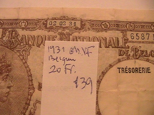 1931 Belgium 20 Franc Banknote Ch Crisp VF+ Belgas Belgie Currency Paper Money - Picture 5 of 5