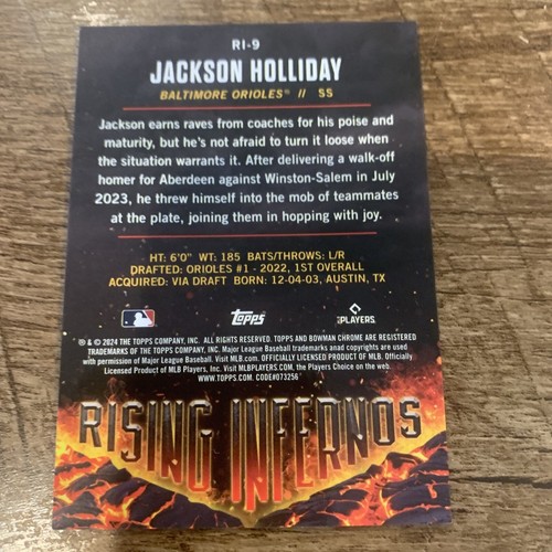 Jackson Holliday  2024 Bowman  Rising Inferno f🔥 RARE 🔥  orange  /25  - Afbeelding 2 van 3
