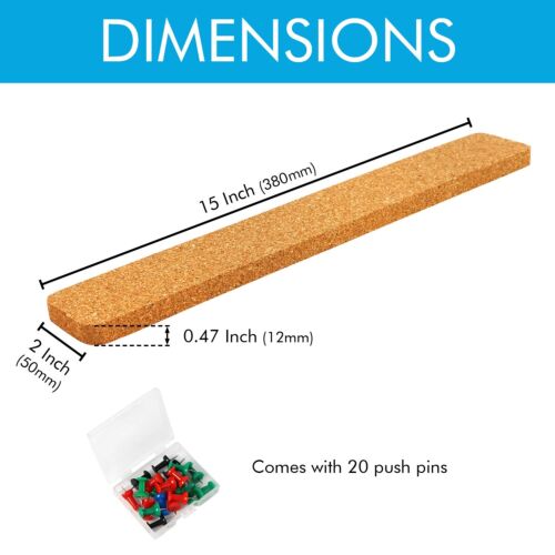 4 Pack Cork Strips Cork Board Bulletin Bar Strip 15” x 2” - 1/2” Thick Natural - Picture 2 of 6